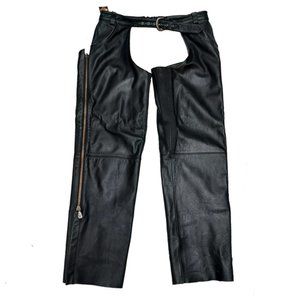 NWOT Men's Harley-Davidson Black Leather Ribbed Chaps Size L 97160-99VM